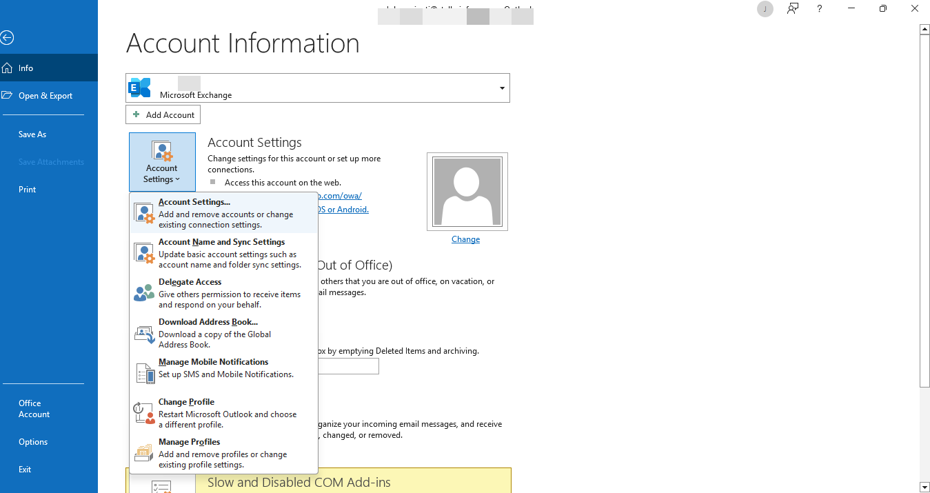 Account Information Settings